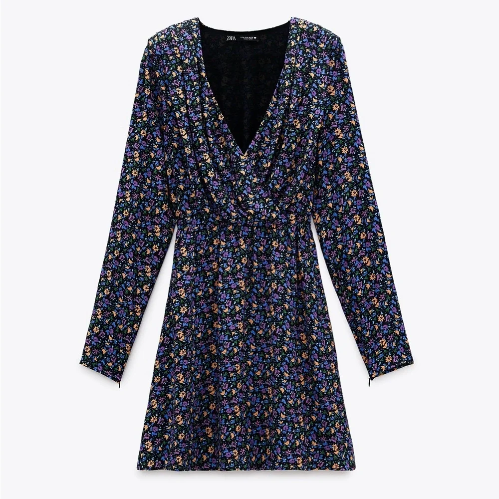 ZARA Shoulder ZARA BLUE FLORAL PRINTED Floral Print - Picture 8 of 15